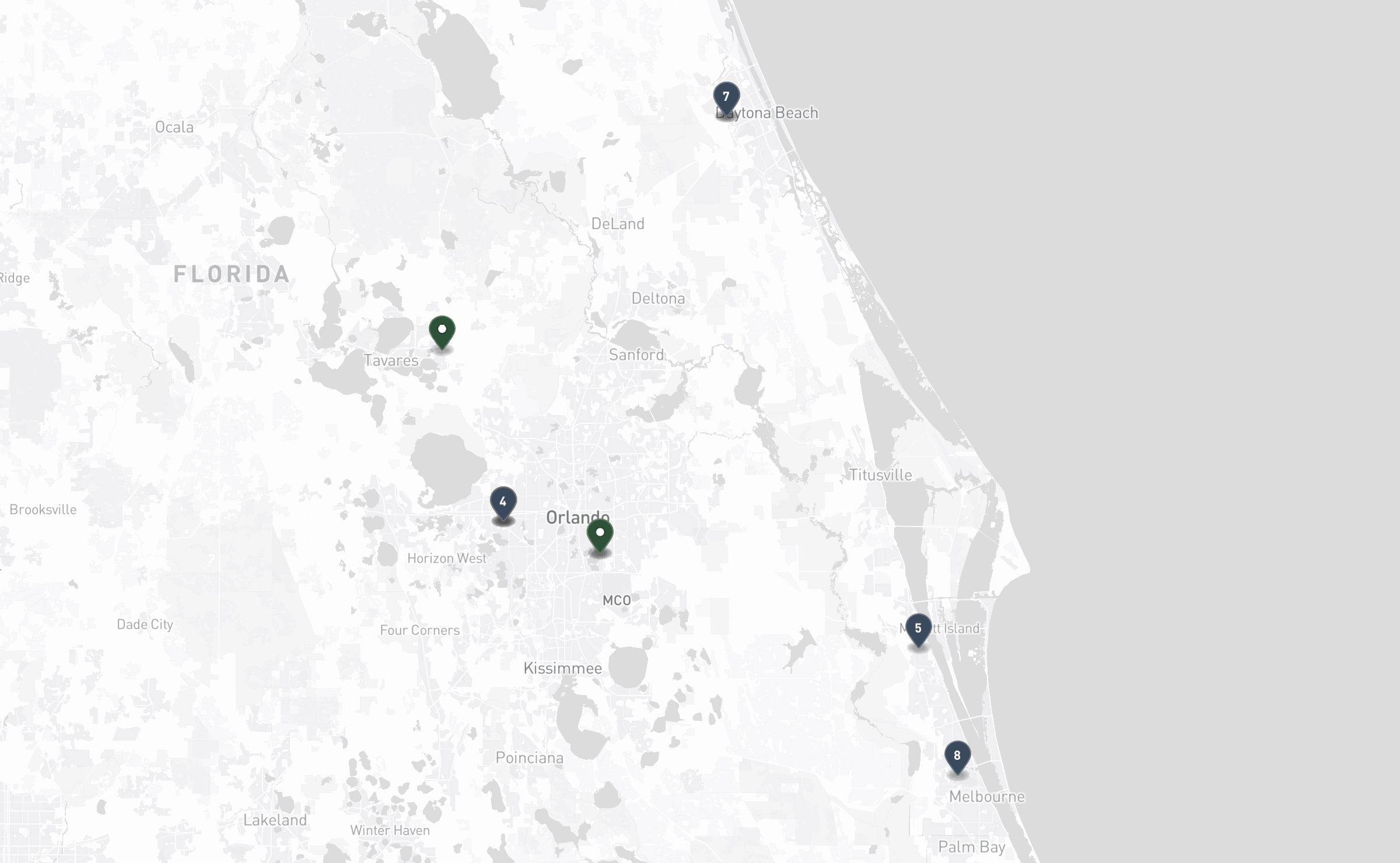 Map of the Jewish cemeteries and funeral homes in Central Florida & Orlando
