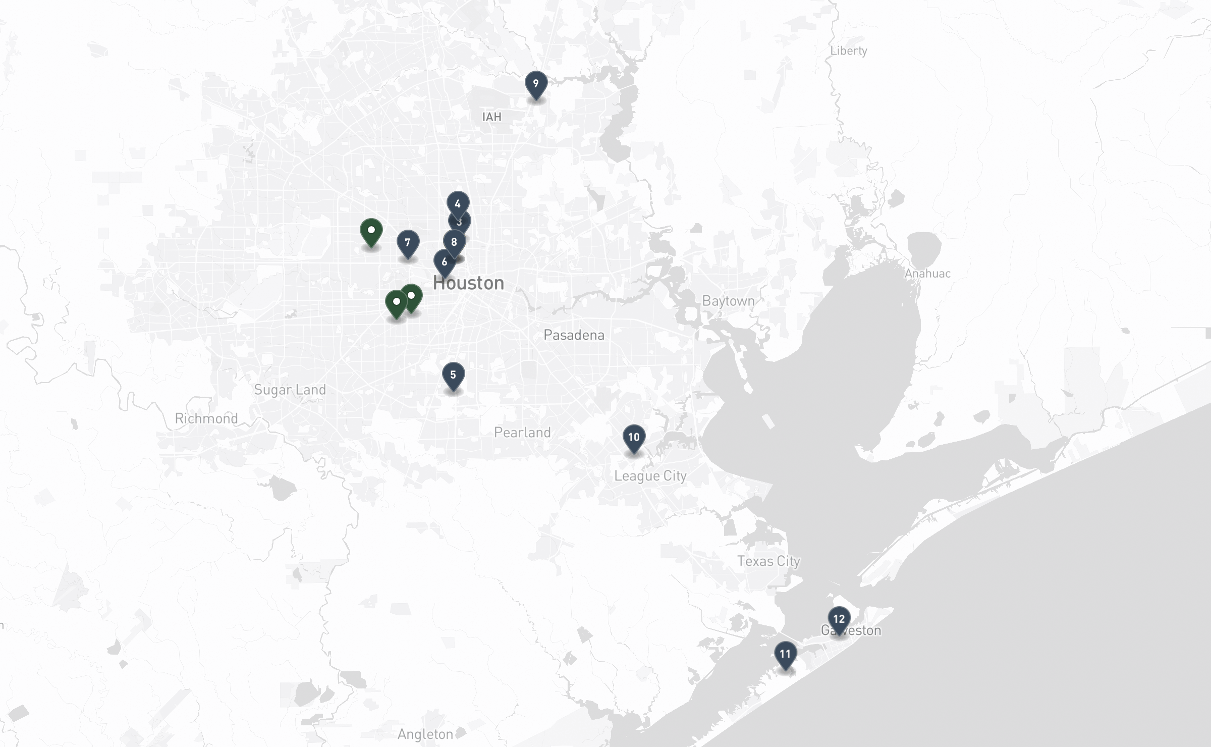 Map of the Jewish cemeteries and funeral homes in Greater Houston