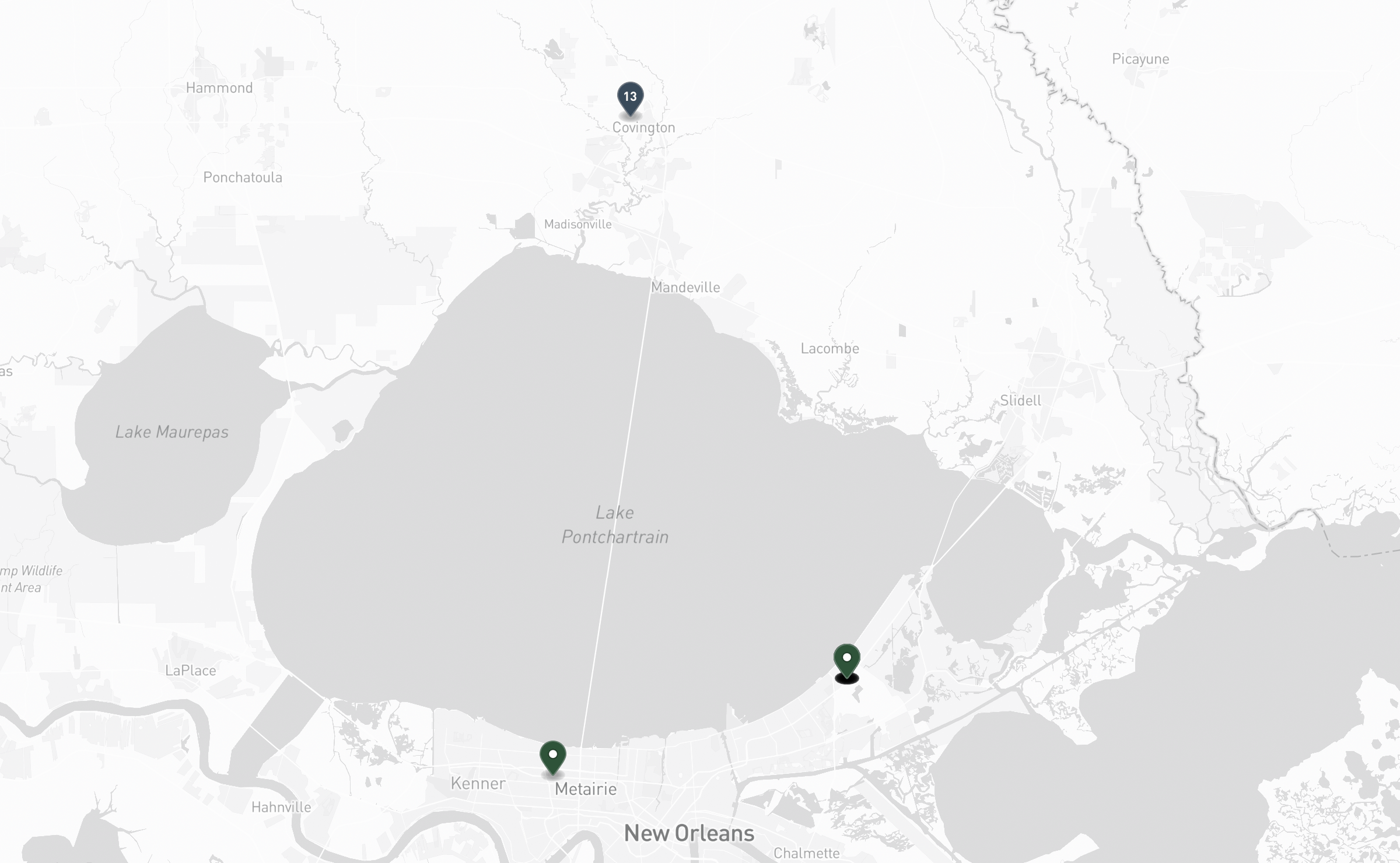 Map of the Jewish cemeteries and funeral homes in Greater New Orleans