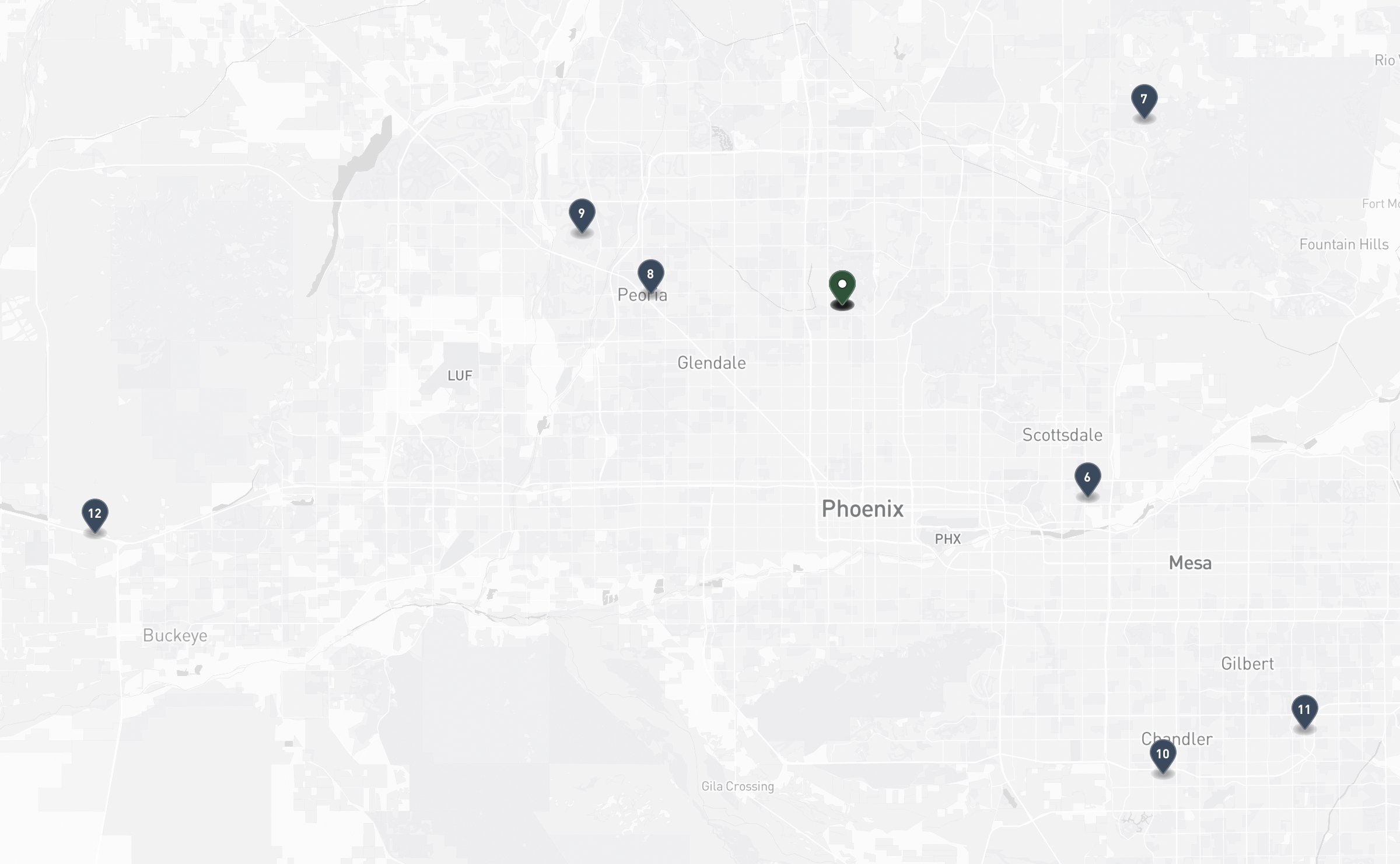 Map of the Jewish cemeteries and funeral homes in Greater Phoenix