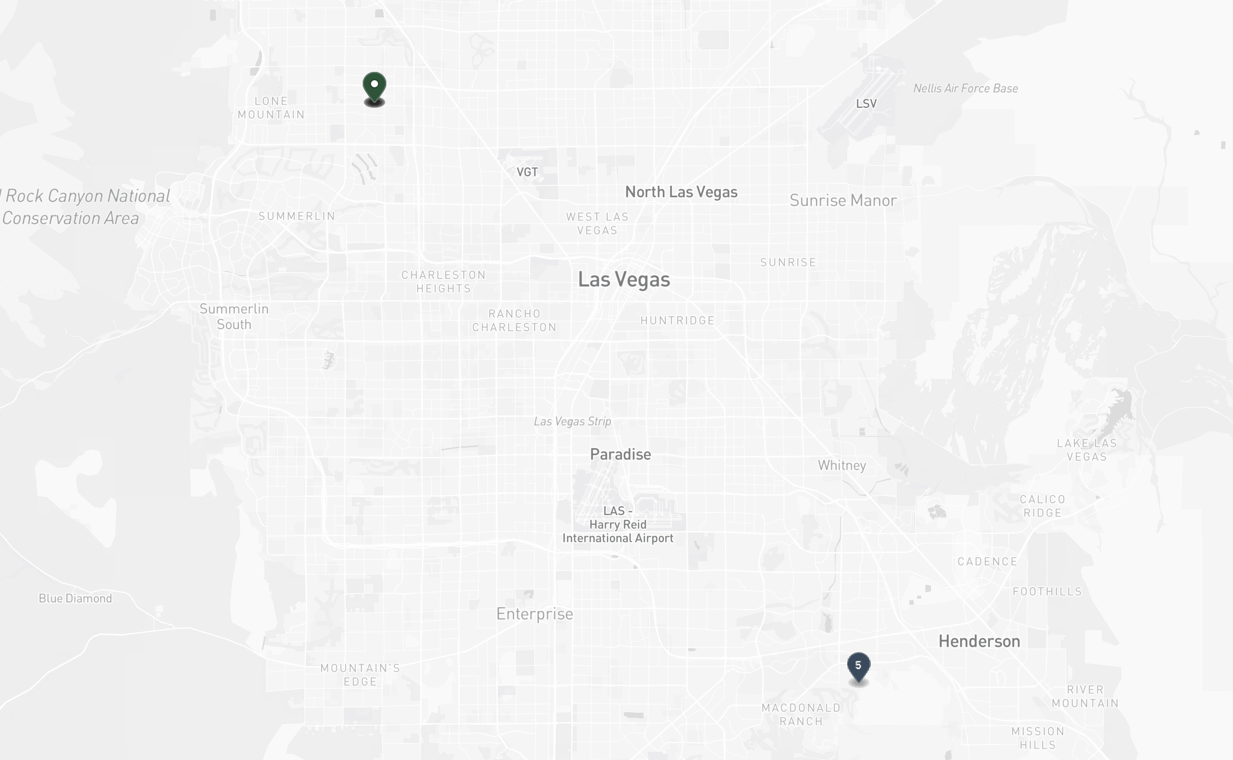 Map of the Jewish cemeteries and funeral homes in Las Vegas Valley