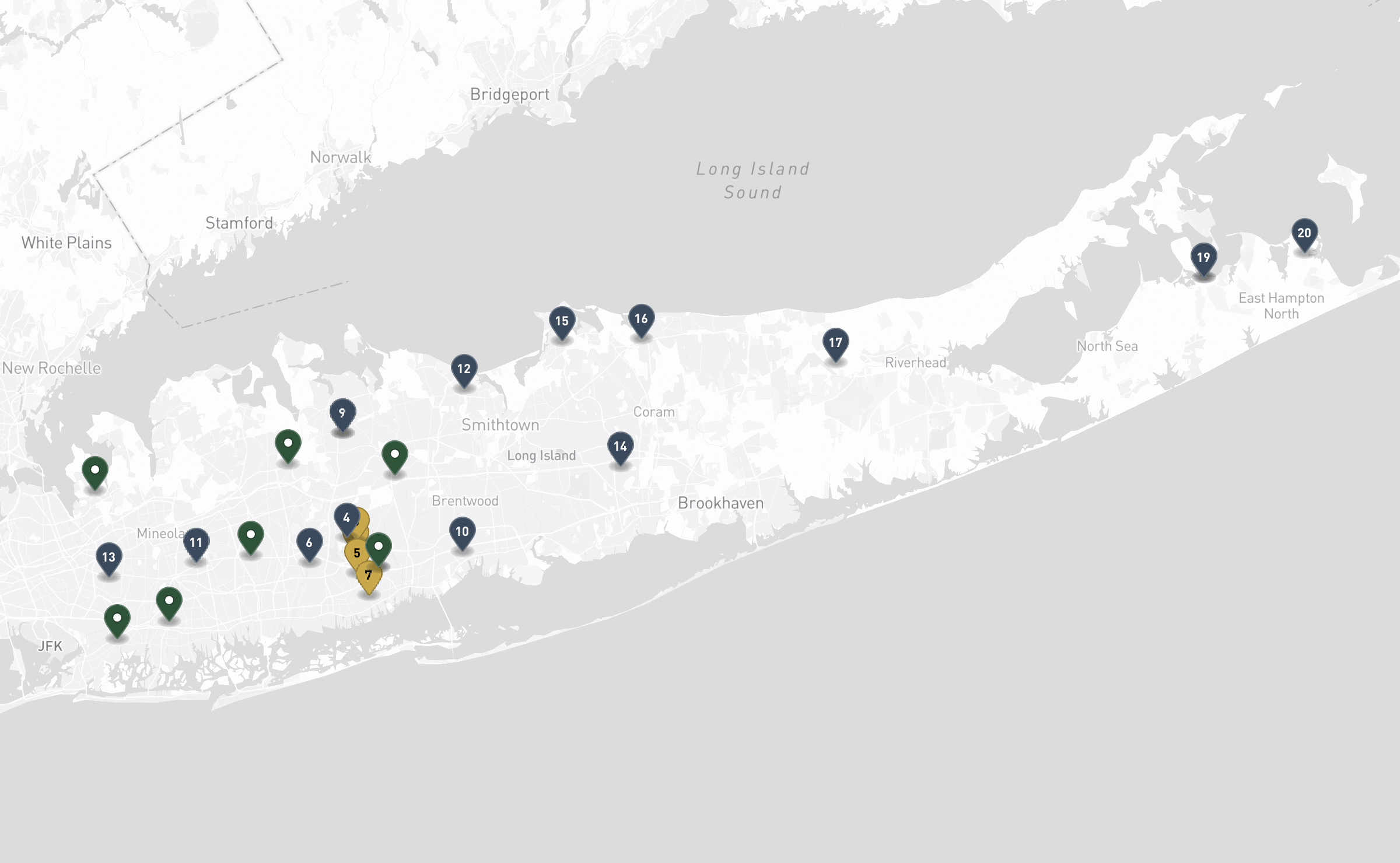 Map of the Jewish cemeteries and funeral homes in Long Island