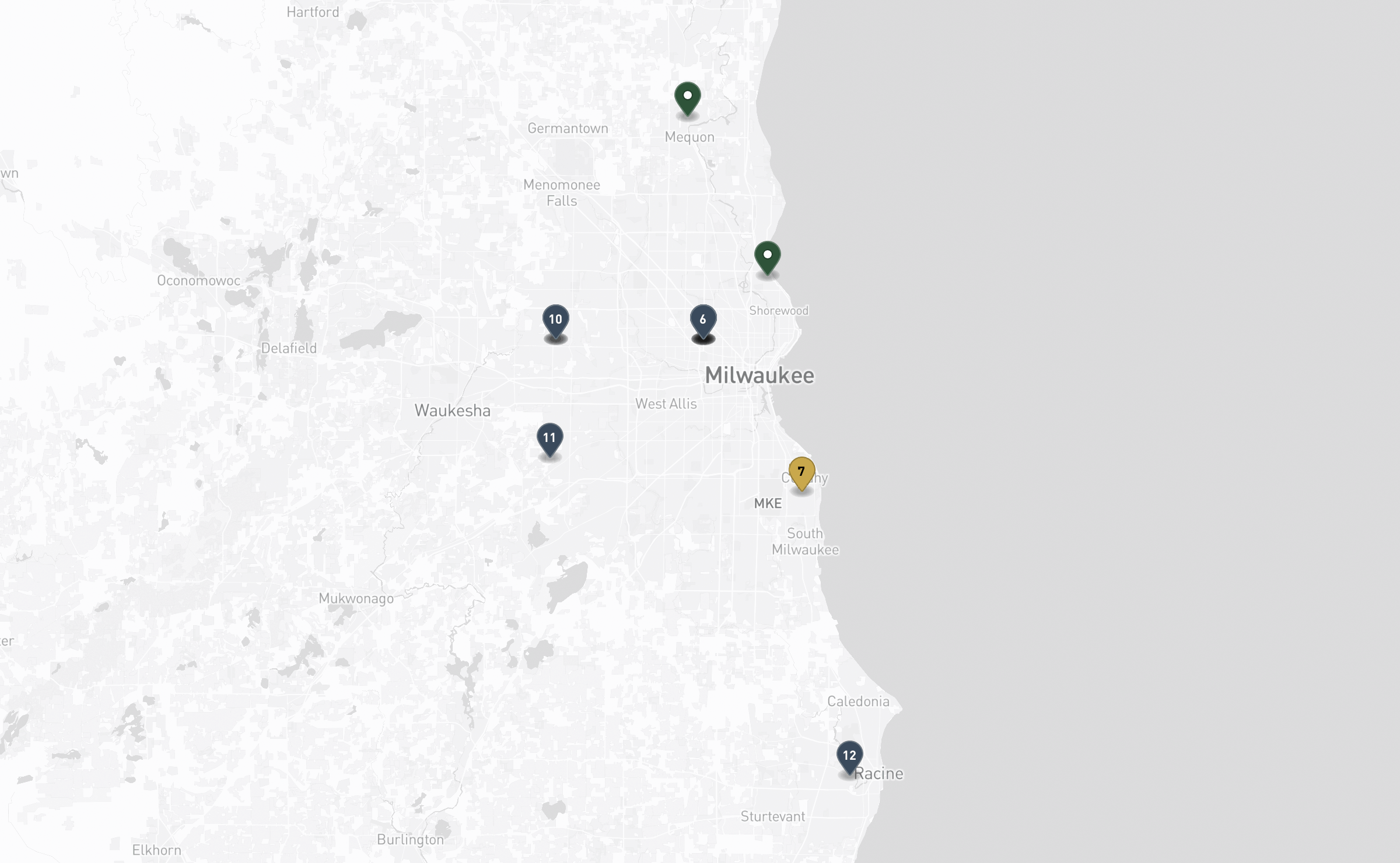 Map of the Jewish cemeteries and funeral homes in Milwaukee