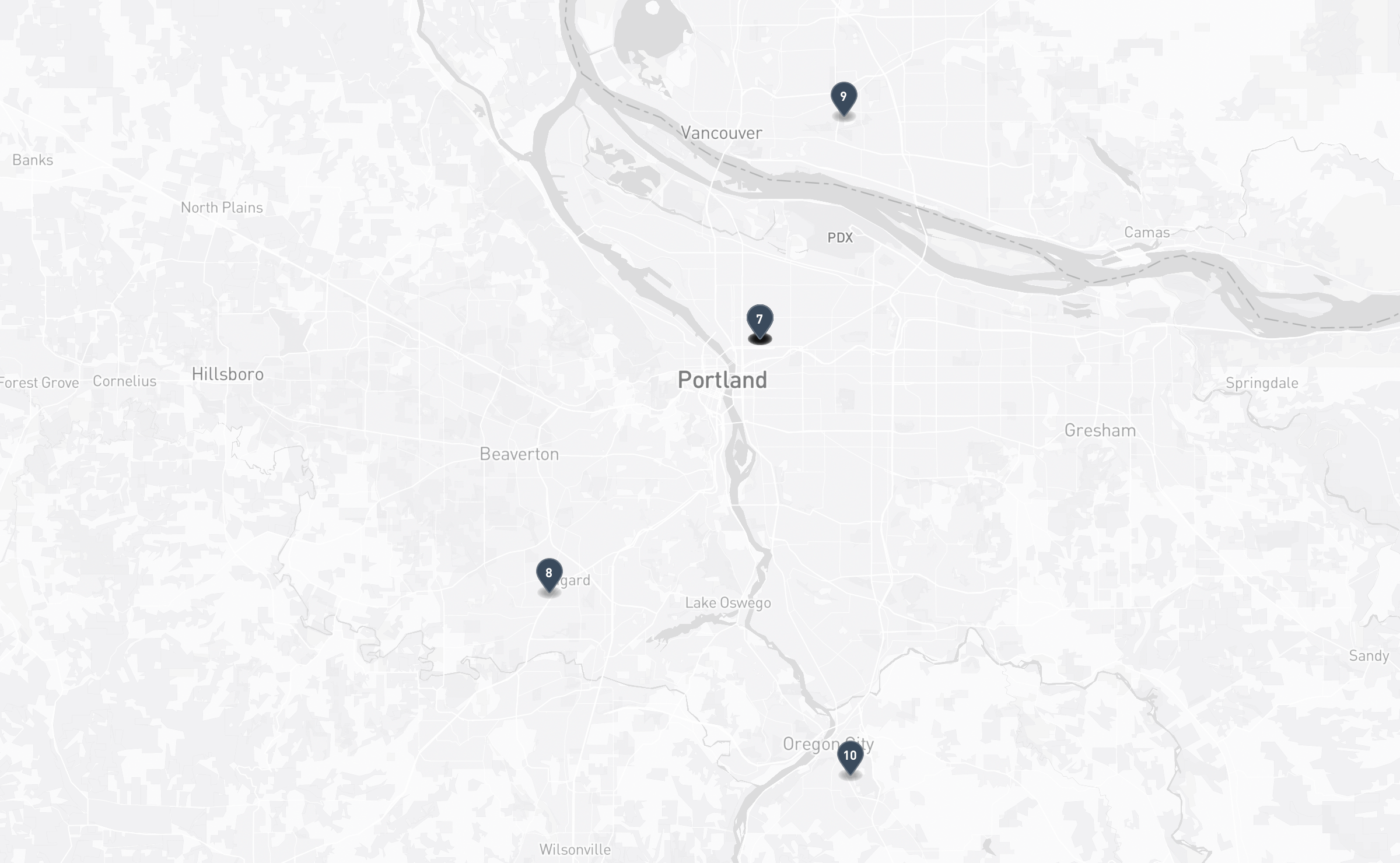 Map of the Jewish cemeteries and funeral homes in Portland, Oregon