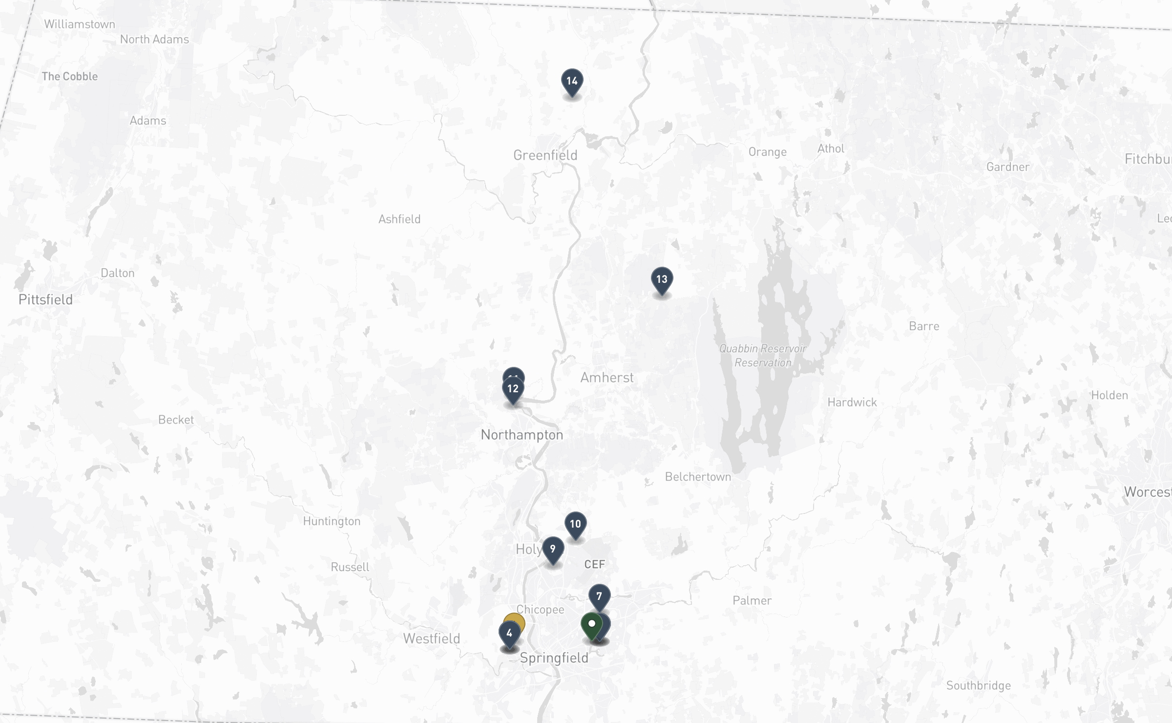 Map of the Jewish cemeteries and funeral homes in Springfield & the Pioneer Valley